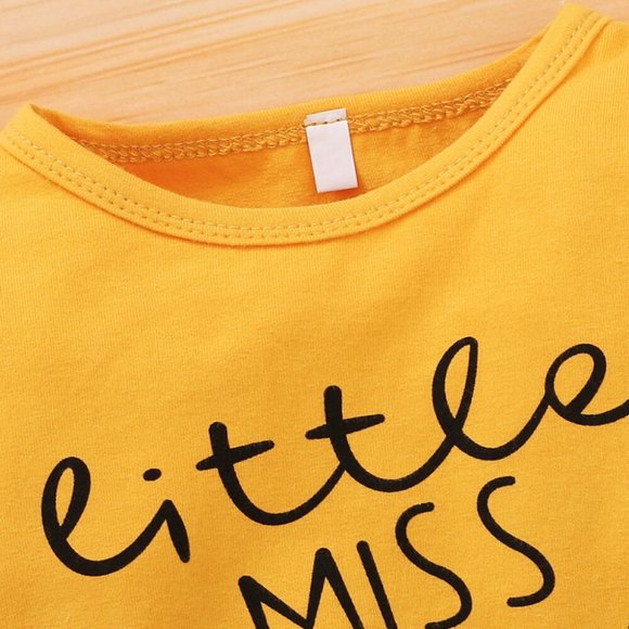 BABY GIRL LETTER GRAPHIC RUFFLED TOP AND FLORAL JOGGERS SET - Picture 5 of 6